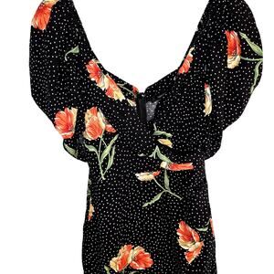 Forever 21 Small Black Dot Women's Short Sleeves Sun Dress Miss Size 4 6